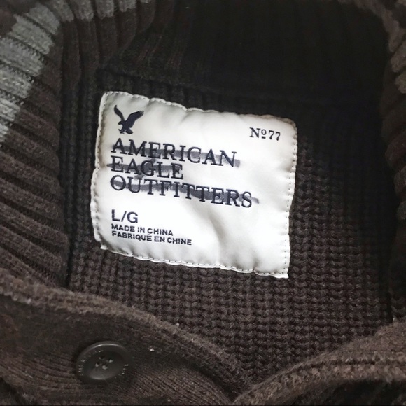 AE Dark Brown Button-Collar Sweater - Picture 4 of 6